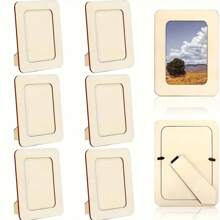 Set de 21 piezas de kit de manualidades para pintar marcos de fotos DIY, artesanía manual de madera DIY, productos colaborativos para parejas y familias. Un gran regalo de cumpleaños que incluye 5 marcos de fotos de madera sin terminar, 12 rotuladores de acuarela miniatura y 4 pegatinas de diamantes de cristal para marcos de fotos DIY - Adecuado para todas las estaciones y festividades.