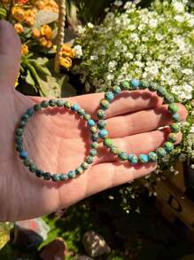 1 pulseira de contas turquesa estilo boho retrô, joia de pedra natural para homens e mulheres, presente de paz e tranquilidade para feriados