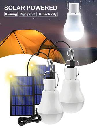 1/2 Pcs Solar Powered Hanging Lights, Outdoor Lighting, Solar Powered, No Wiring, No Electricity Cost, Automatically Turn On At Dusk & Off At Dawn, Solar Powered Ceiling Light For Indoor And Outdoor Use, Suitable For Barn, Yard, Gazebo, Chicken Coop, Tent, Camping Etc.