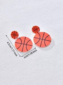 1 Pair Football, Baseball, Basketball, Volleyball Design Pendant Acrylic Earrings, Cute Sports Style Fashion Jewelry For Game Days