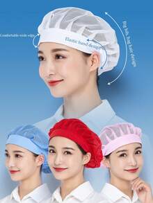 1pc Breathable Chef Hat, Air Circulation Work Caps, Dust-Proof And Comfortable Chef Hat, Mesh Dust-Proof Hat, Suitable For Catering, Baking, And Workshop Use,Suitable For Various Fields, Factories, Food Manufacturers, Catering Producers, Home Kitchen Hats, Catering Shop Chef Hats. The Grid Design Is Breathable And Not Stuffy - Multicolor - View 3