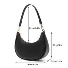 Crescent Shoulder Bags For Women Tote Handbag Under The Arm Purses Mini Clutch Purse With Zipper Closure - 黑色 - 查看 3