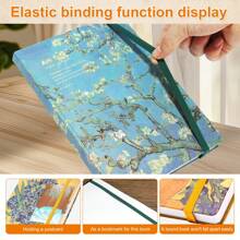 1Pc, A5, Van Gogh Retro Oil Painting Sketchbook, 100Pages, Bandage Sketchbook, Marker Pen Sketchbook, Thick Watercolor Sketchbook, Hand-Painted Journal, Hard Cover Thickened Notebook, Drawing Supplies, Paper For Artists, Perfect Gift