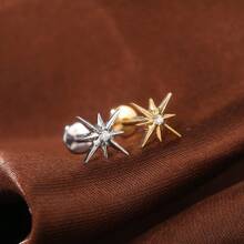 1PC Tytan 16G Błyszczący CZ Gwiazda Północna Kolczyk Stud Płaskie Tylne Labret Chrząstka Tragus Helix Conch Lobe Piercing Nos Biżuteria