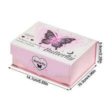 Caja de tarjetas de PU con diseño de mariposa de la suerte, caja de almacenamiento de tarjetas pequeñas de gran capacidad con tapa abatible para tarjetas de presentación