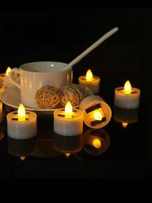 4/6/12 件太阳能茶蜡烛灯，防水闪烁无焰蜡烛灯带光传感器，可充电，适用于户外派对、花园、家居装饰 - 暖光 - 查看 8