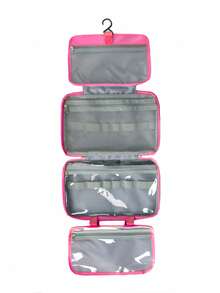 大号悬挂式洗漱包，防水可折叠手提包，旅行化妆剃须刀收纳包，女士化妆包，学习用品，大学宿舍必备，学生毕业礼物 - 玫紅色 - 查看 11