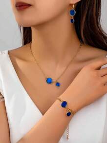 4 pièces Set de bijoux pour femmes en alliage de cuivre et de zinc avec glaçure goutte à goutte, (serti de strass blancs, faux diamant acrylique ou ciel étoilé en résine), exquis, à la mode, personnalisé, multicolore, convient pour un port quotidien, le trajet, les vacances, les fêtes et autres occasions
