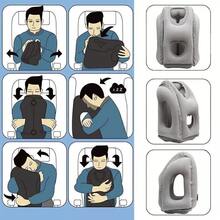 Inflatable Air Cushion Travel Pillow Airplane Office Nap Rest Head Neck Chin New - Black - View 3