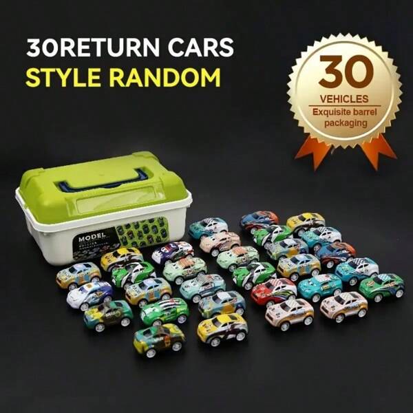 Children's Toy Car Set, Includes Functional Metal Cars And Storage Box. 20pcs Is S Size, 30pcs Is M Size, Car Colors Are Random. Suitable For Boys And Girls Aged 3+ As Birthday, Christmas, Halloween, Thanksgiving Gift,Back To School