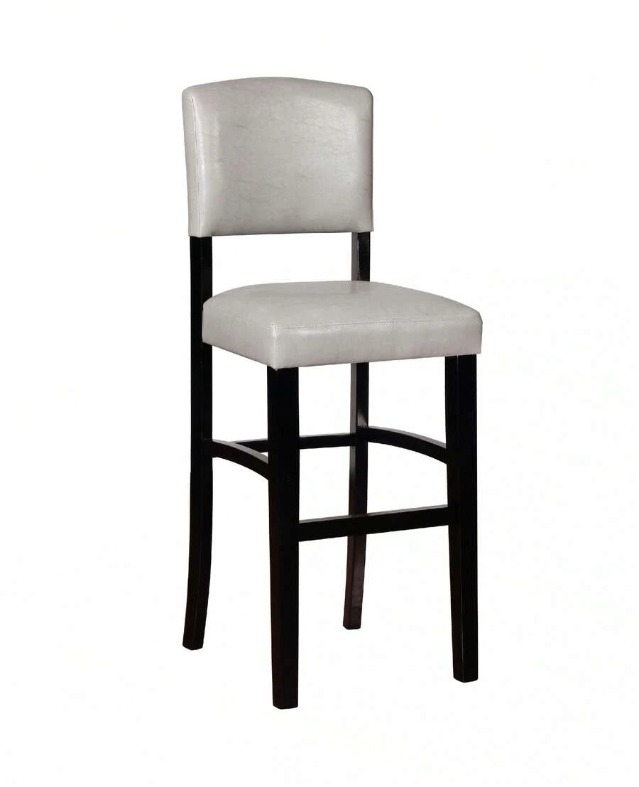 Linon Metairie 30 Indoor Wood Bar Stool, Espresso/Dark Red Faux Leather - Gray Faux Leather - View 1