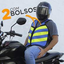 Motorcycle Taxi Courier Vest Motorcycle Reflective Zipper Pocket High Visibility Reflective Strips - Black - View 5