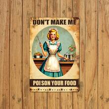 1 件复古金属锡标牌 - “别让我毒害你的食物” - 防水防尘 - 家庭、餐厅、酒吧、咖啡厅、车库 - 适用于厨房或用餐区的复古装饰，随机孔样式