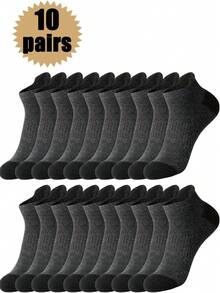 20/10/5/1 Pairs Plain Color Contrast Thick Sports Ankle Socks, Outdoor Running Fitness Sweat-Absorbent Breathable Low-Cut Socks - Multicolor - View 35