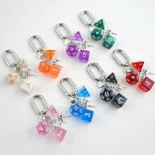 1pc Unisex Heart Shaped Asymmetrical Dice Design Keychain, Bag Pendant Halloween Valentine's Day Valentines Car Accessories Bag Charm