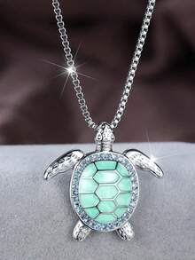 Tsnamer 1 Vintage And Cute Turtle Pendant Necklace, Adorned With Green Enamel And Cubic Zirconia, Perfect For Women And Girls, In A Stylish Nautical Style - Turtle - View 13