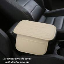 1pc Armrest Box Heightening Pad With Dual Side Storage Pockets / No Pocket Two Styles, PU Leather Automotive Armrest Console Pad, Car Interior Decor Accessories