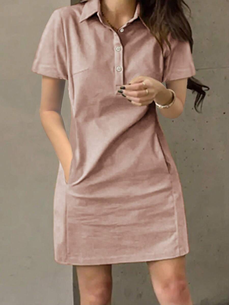 Spring/Summer New Fashionable Minimalist Elegant Lapel Single-Breasted Fitted Short Dress Casual