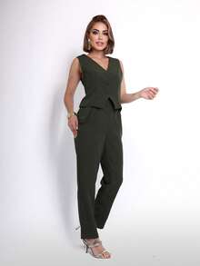 WOMEN'S PANTS AND CROPPED TOP SET - Verde - Ver 3
