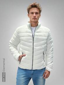 HPC POLO Chamarra Abrigo Blanca para Hombre HPC Polo – Estilo Puffer , Manga Larga, Básica, Casual, Bonita, Ligera y Cómoda, Ideal para Clima Fresco, Look Urbano o Uso Diario