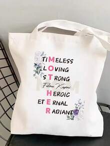 1-10Pcs Custom Name Canvas Bags, Personalized Canvas Tote Bag, Customized Mother's Day Gift, Customizable Multi-Purpose Storage Bag, Goodie Bags, Gift Bag, Suitable For Daily Travel, 39x34cm, Personalized Women Mother's Day Theme Canvas Bag - Multicolor - View 5