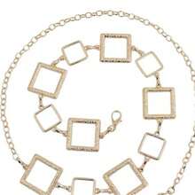 1pc Women's Square Metal Waist Chain, Hollow Carved Design Waistband Decor, Minimalist Fashion Suitable To Pair With Shirts, Dresses, Skirts, Jeans, For Daily Wear Summer, School - Multicolor - View 3