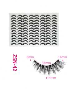 48 Pairs Of Large Capacity Complete False Eyelashes, Black Stems, Full Eyelashes, Comic Style False Eyelashes, One-Piece Complete False Eyelashes, Easy To Wear And Paste, Suitable For All Eye Shapes, Natural Appearance, Essential For Eye Makeup, False Eyelashes - 尖尾漫畫款 - 查看 1