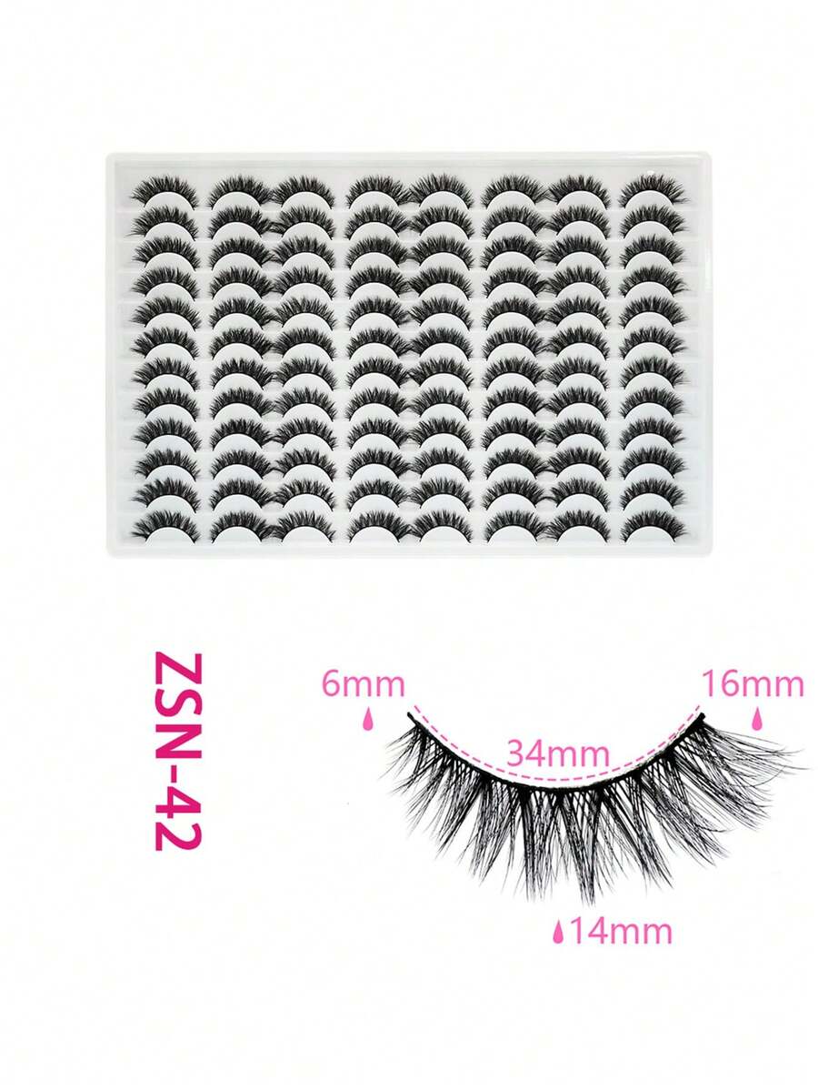48 Pairs Of Large Capacity Complete False Eyelashes, Black Stems, Full Eyelashes, Comic Style False Eyelashes, One-Piece Complete False Eyelashes, Easy To Wear And Paste, Suitable For All Eye Shapes, Natural Appearance, Essential For Eye Makeup, False Eyelashes - 尖尾漫畫款 - 查看 1