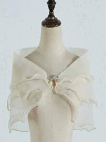 Brautschleier Schal Dünner Hochzeitsschal Tüllüberzug für Brautkleid, Ein-Schulter-Hochzeitsbankett Umhang für Abendkleider, kleiner Schal zum Überwerfen über den Arm für Brautkleid, Toastjacke