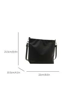 Fashionable Versatile Solid Color Vintage PU Shoulder Bag, Casual Simple Textured Bucket Bag