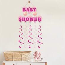 New Gender Reveal Party Decorations 3D Spiral Door Hanging Decor, Pink & Blue Room Wall Backdrop, Birthday Party Ceiling Hanging Ornament, Non-Woven Fabric DIY With Ropes & Hooks