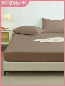 2/3pcs Solid Color Fitted Sheet, Mattress Protector, Mattress Cover, Deep Pocket Fitted Sheet, Soft & Breathable, Fits Twin, Full, Queen, King Size Beds - 14 Inch/35cm Deep Pocket, Machine Washable, Oeko-Tex Certified - Khaki - View 2