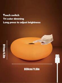 LED Orange/White Donut Decorative Table Lamp For Living Room, Bedroom, Dining Room, Bedside, Desk Lighting, Outdoor Camping, Birthday Gift, USB Plug, Touchable, Tri-Colour Dimmable, Adjustable Brightness
