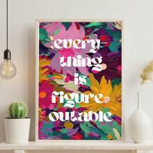 1pc, Canvas Hanging, Framed, Wall Arts, Posters, Modern, Text Posters, Quotes, Everything Is Imaginable Art Prints, Girly Wall Paintings, Fashion Wall Paintings, Abstract Floral Wall Paintings, Funky Girl Art, Inspirational Quote Art, Home Decor, Room Decor, Bathroom, Dorm, Dining Room, Kitchen, Living Room Decor Posters