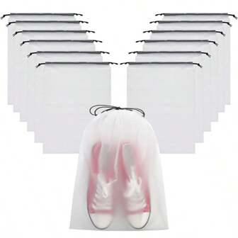30/20/10pcs Drawstring Storage Bags, Travel Shoe Plastic Packing Bags, Waterproof Cosmetic Wash Towel Bags