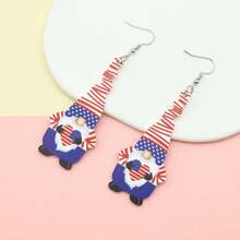 1 par de brincos pingentes de acrílico com bandeira americana e gnomo simples e elegantes, adequados para mulheres usarem em feriados