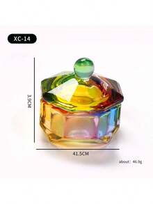 1 buc Aurora colorat acoperit Nail Art Brush Brush Cup, Cupă de sticlă cristalină multi-tip cu capac pentru curățarea pensulei de ojă