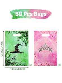 10/24/50 件 25*16.5 厘米女巫图案礼品袋、手提包、女巫主题婚礼宝贝送礼会生日派对家庭朋友节日派对装饰用品、派对答谢礼品袋、多用途礼品包装用品