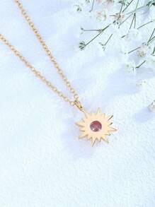 Collier en cuivre plaqué or rose 18 carats avec pendentif soleil en zircone artificielle, bijou à la mode pour femme, idéal au quotidien, idéal pour la fête des mères, la Saint-Valentin ou un anniversaire.