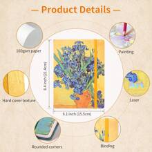 1Pc, A5, Van Gogh Retro Oil Painting Sketchbook, 100Pages, Bandage Sketchbook, Marker Pen Sketchbook, Thick Watercolor Sketchbook, Hand-Painted Journal, Hard Cover Thickened Notebook, Drawing Supplies, Paper For Artists, Perfect Gift