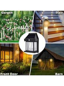 1 đèn LED năng lượng mặt trời đa chức năng, bóng đèn sợi đốt vonfram, cảm biến chuyển động, di động, thích hợp cho hàng rào sân vườn, tường hiên nhà, nhà kho, sân vườn, đèn trang trí ngoài trời, hiên nhà. - ánh sáng trắng ấm áp - Xem 6
