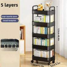 1 pièce Chariot multi-couches ménager en matériau PP, Étagère de rangement pour salon, jouets, articles de toilette, Étagère de rangement mobile pour chambre, bureau, salle de bain