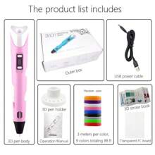 1 zestaw długopisów 3D - różowy, zawiera 9 kolorów filamentu PLA i uchwyt na długopis 3D, album do rysowania, kabel USB, bez adaptera. Nadaje się jako prezent na ukończenie szkoły, prezent na wieczór panieński, prezent dla druhny, prezent na dzień ojca, prezent na wieczór panieński, upominek ślubny, dekoracja na przyjęcie urodzinowe i artykuły ślubne