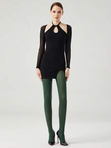 1 Pair Women 60D Sexy Tights, Sheer Green Stockings, Fashionable And Simple Pantyhose Leggings