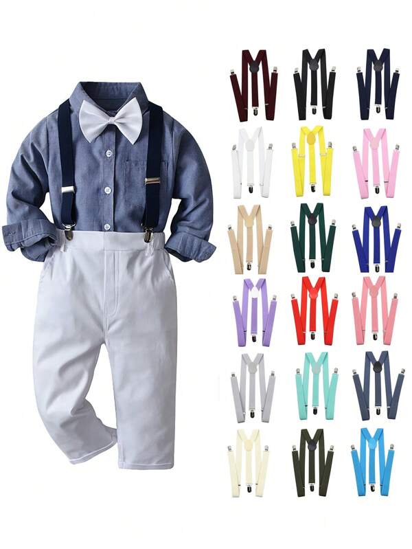 Suspenders For Boy And Girl Adjustable Elastic With Strong Metal Clips Suitable For Kids