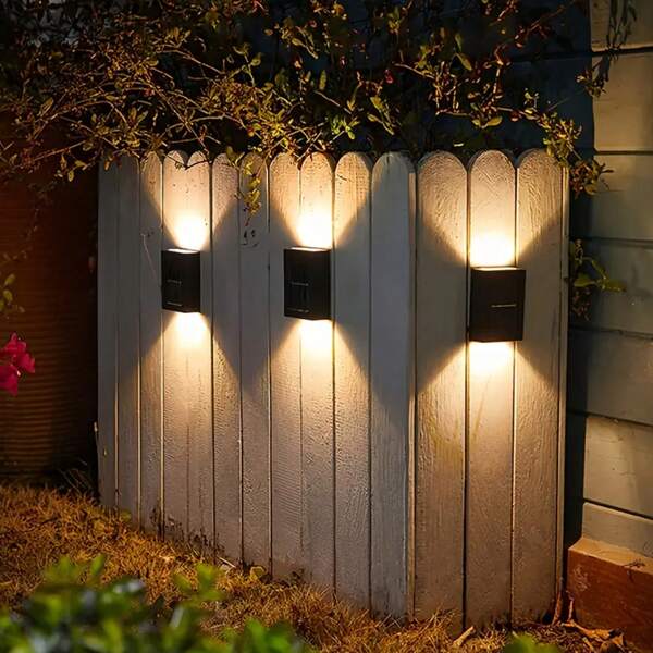 2 LED Solar Bewegungsmelder Wandleuchte - Aufwärts- und Abwärtsbeleuchtung, wasserdicht, energieeffizient, einfache Installation, Glasschirm, geeignet für Innen- und Außenbereich, Solar betriebene Wandleuchte, Außen Solar Leuchte