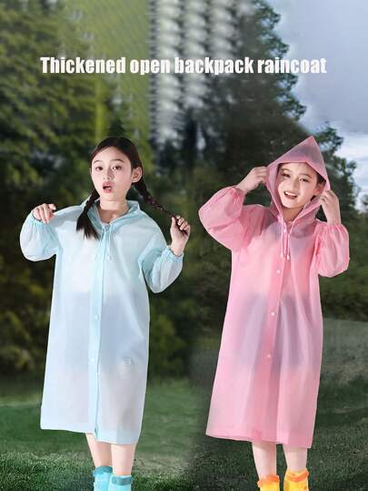 New Thickened Durable Transparent Portable Outdoor Rain Jacket, Front-Button Full Body Waterproof Raincoat For Hiking, Traveling