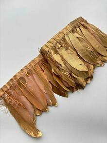 Artificial Gold Feather Satin Ribbon Fringed Trim Tassel Fringed Trim.Materials For Making Carnival Cosplay Celebration Costumes - Multicolor - View 6