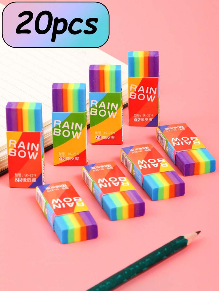 20 件/盒 2B 彩色无尘橡皮擦，干净无碎屑的铅笔橡皮擦