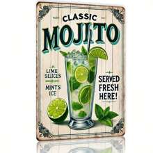 Room Decor 1pc "Classic Mojito" Vintage Metal Tin Sign, Retro Wall Art Decor For Bar, Cafe, Beach House, Farmhouse - Iron Material, Classic Cocktail Theme